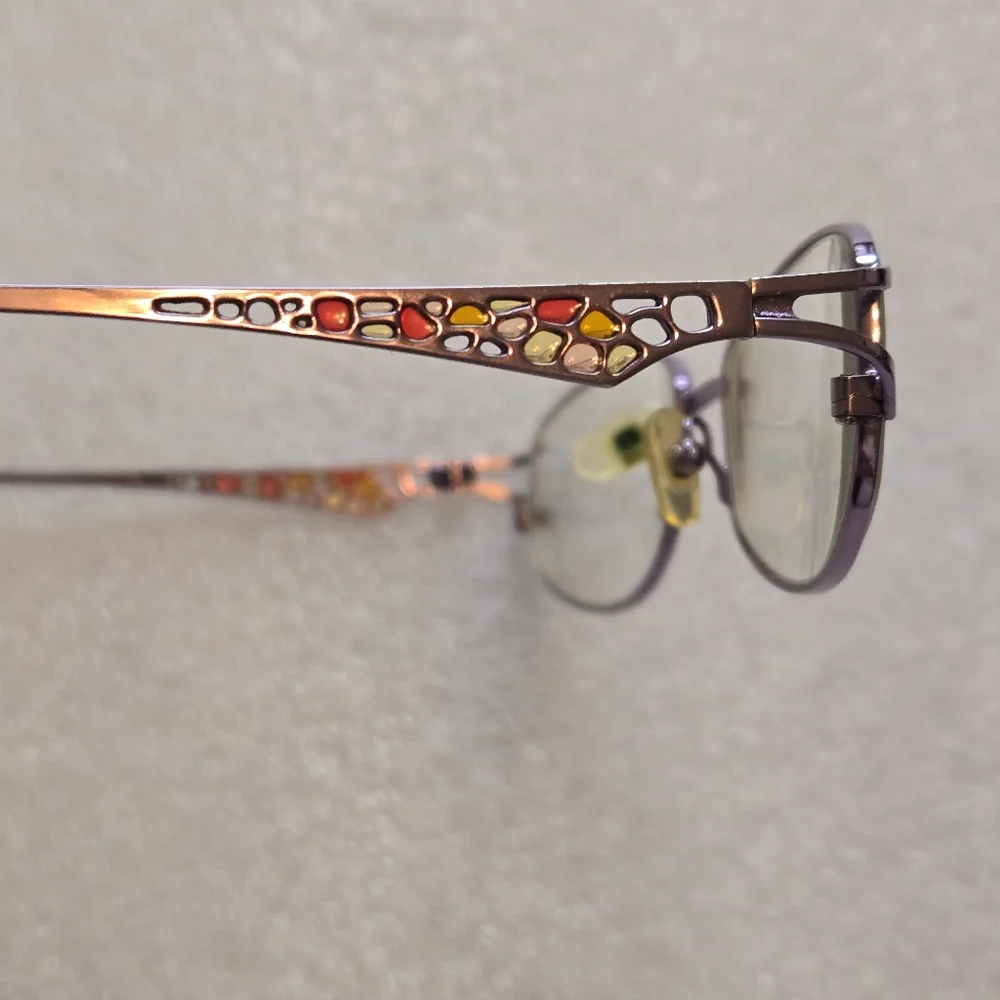 Stylish Women’s Purple Metal Eyeglass Frames with Decorarive Stones
